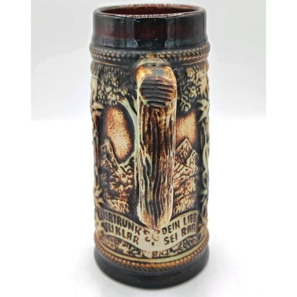 German Beer Stein Vintage Gerzit Embossed Tavern Scene Widertrunk Sei Klar - Picture 7 of 16